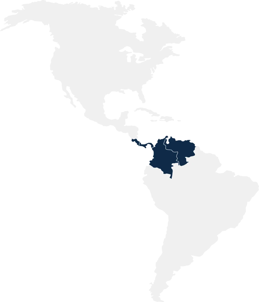 Mapa de latinoamerica que señala las sedes de ferrulca.